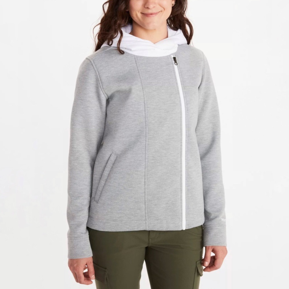 NWT Marmot Denare insulated hoody/moto style jacket in grey and white, size XL